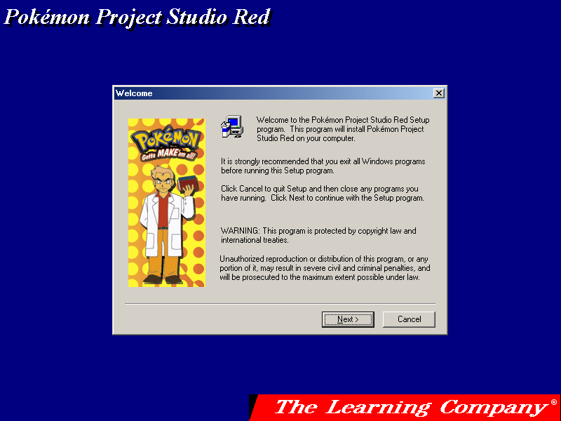 Pokemon Project Studio Red and Blue Version by The Learning Company - installation with oak