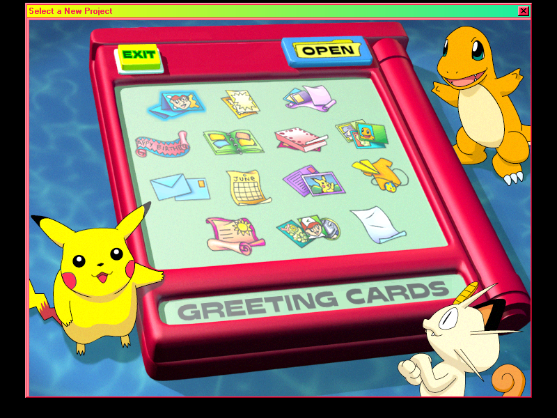 Pokemon Project Studio Red Version by The Learning Company - main menu