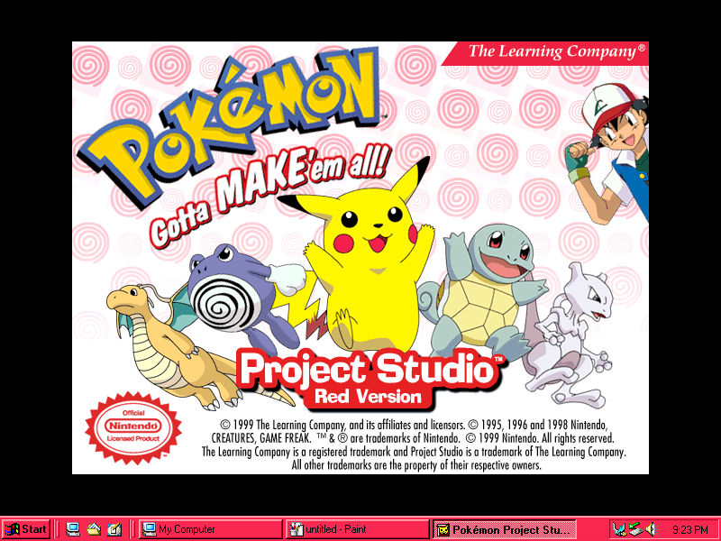 Pokemon Project Studio Red and Blue Version by The Learning Company - splash screen