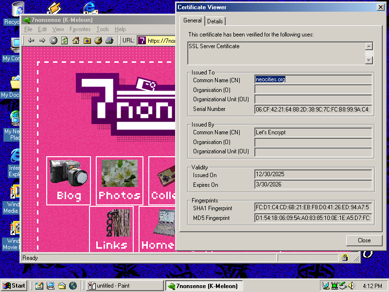 K-Meleon 1.5.4 on Windows ME