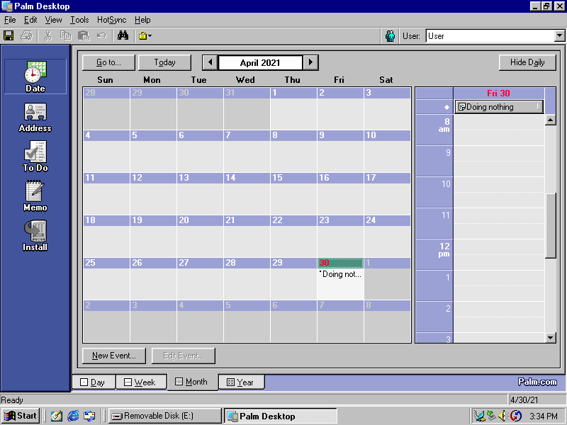 Palm desktop on windows 98 screenshot