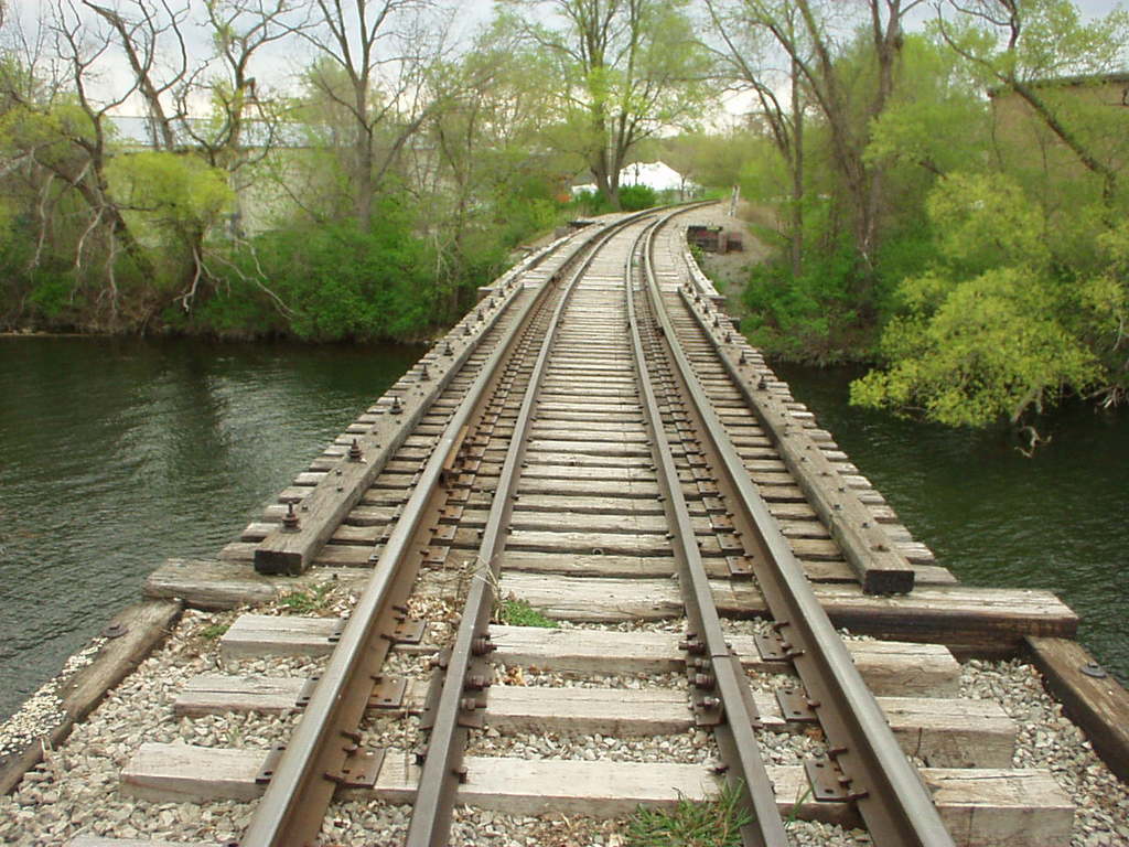 Train tracks over river