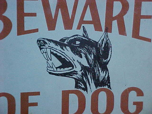 Beware of dog sign