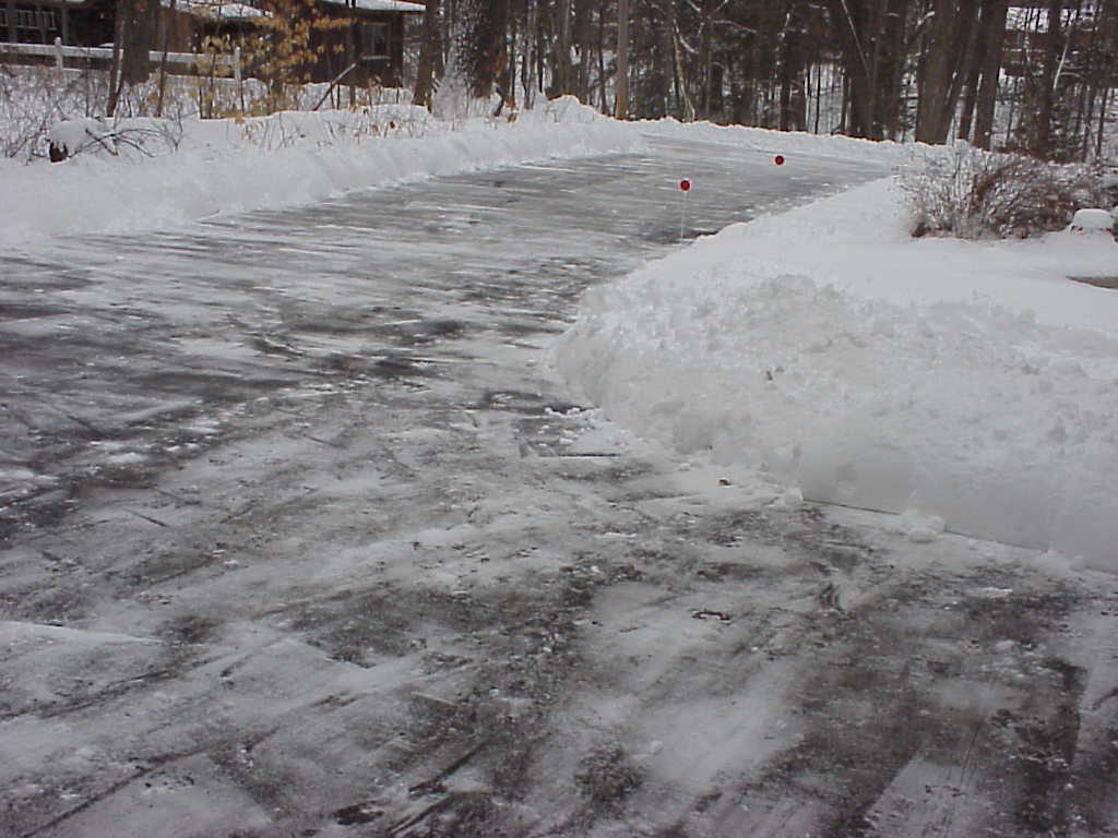 Snow shoveled driveway