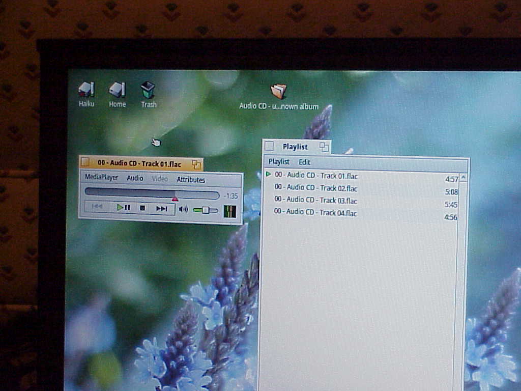 3rd by ハルカトミユキ CD playing on Haiku laptop