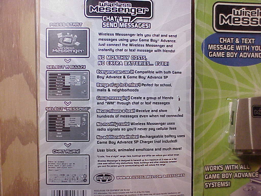 Majesco Wireless Messenger box back