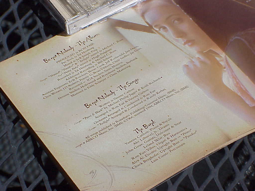 Be Not Nobody by Vanessa Carlton credits songs and band