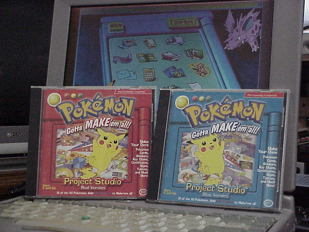 Pokemon Project Studio Red and Blue Version by The Learning Company - front covers