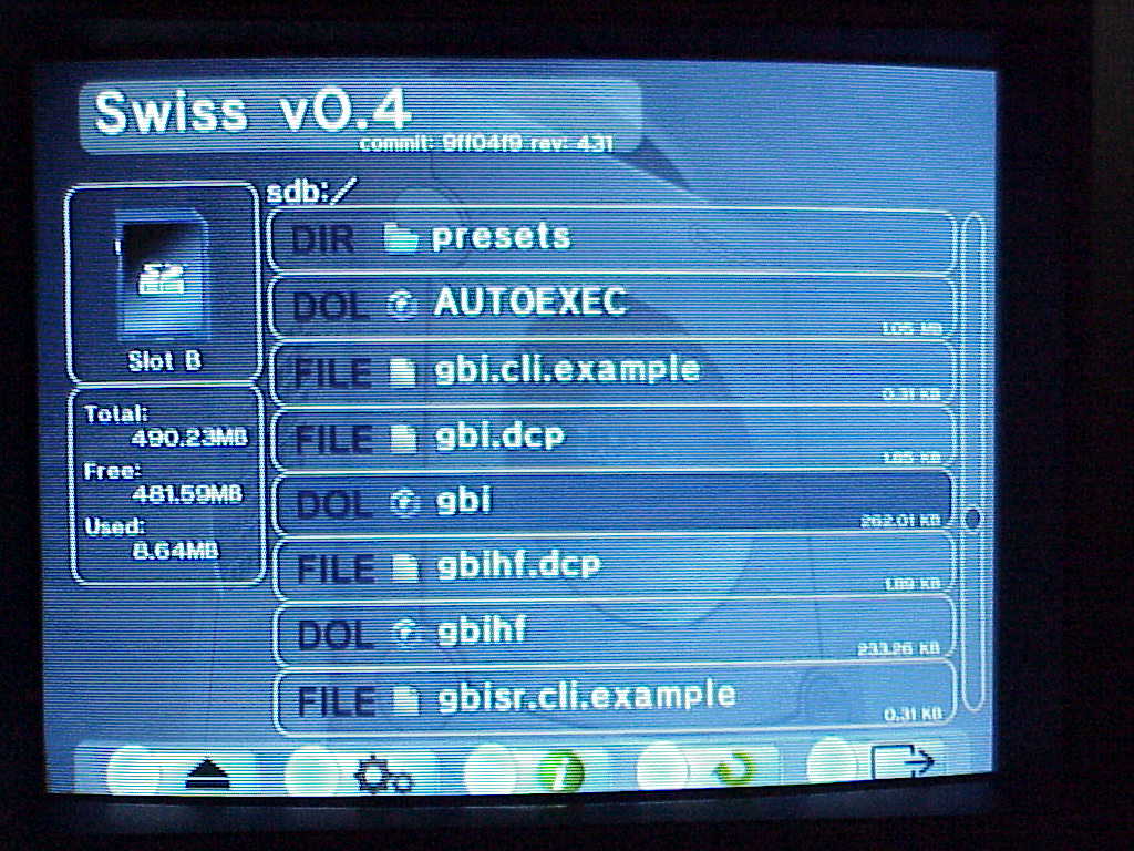 Gamecube Swiss launcher screenshot