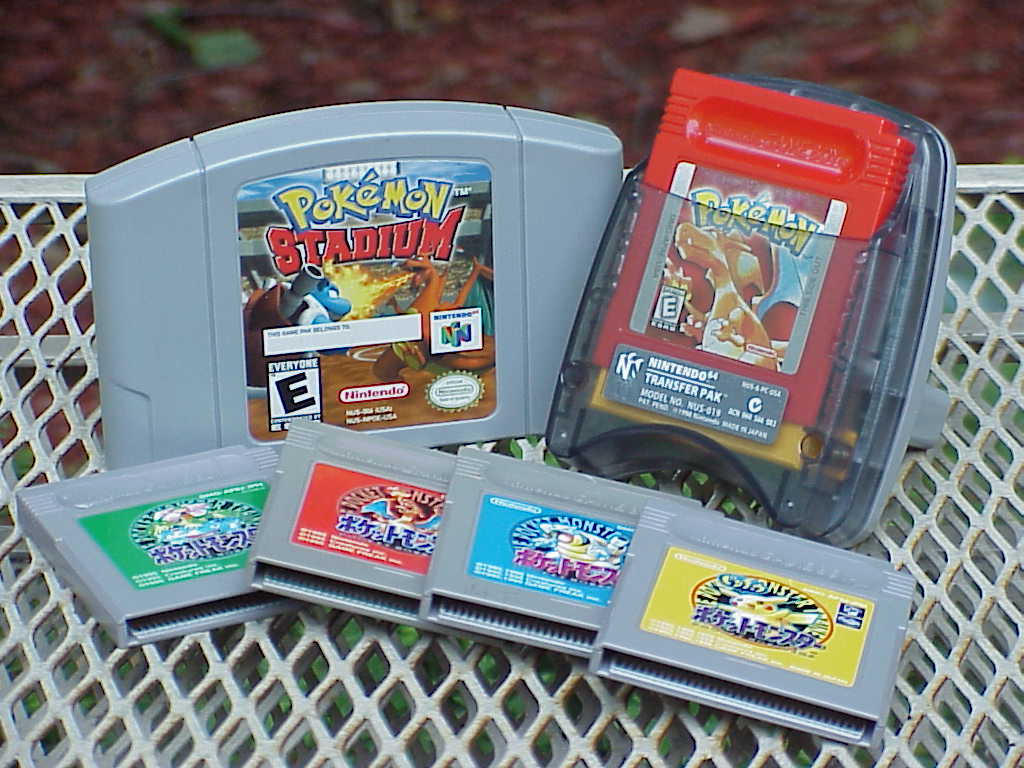 Pokemon Stadium and Transfer Pak with Green, Red, Blue, and Yellow