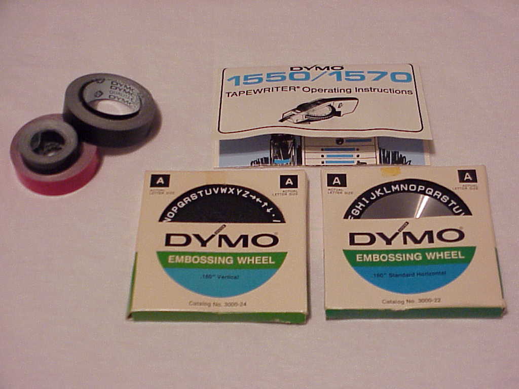 Dymo 1570 Label Maker case manual, wheels and tape