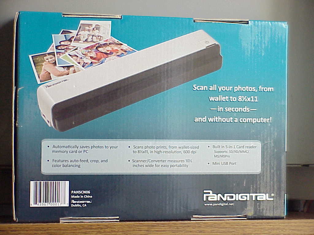 Pandigital Scanner box back