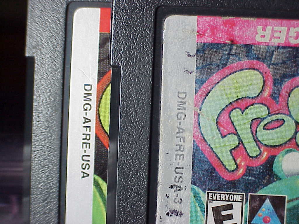 Frogger for Game Boy Color both version numbers