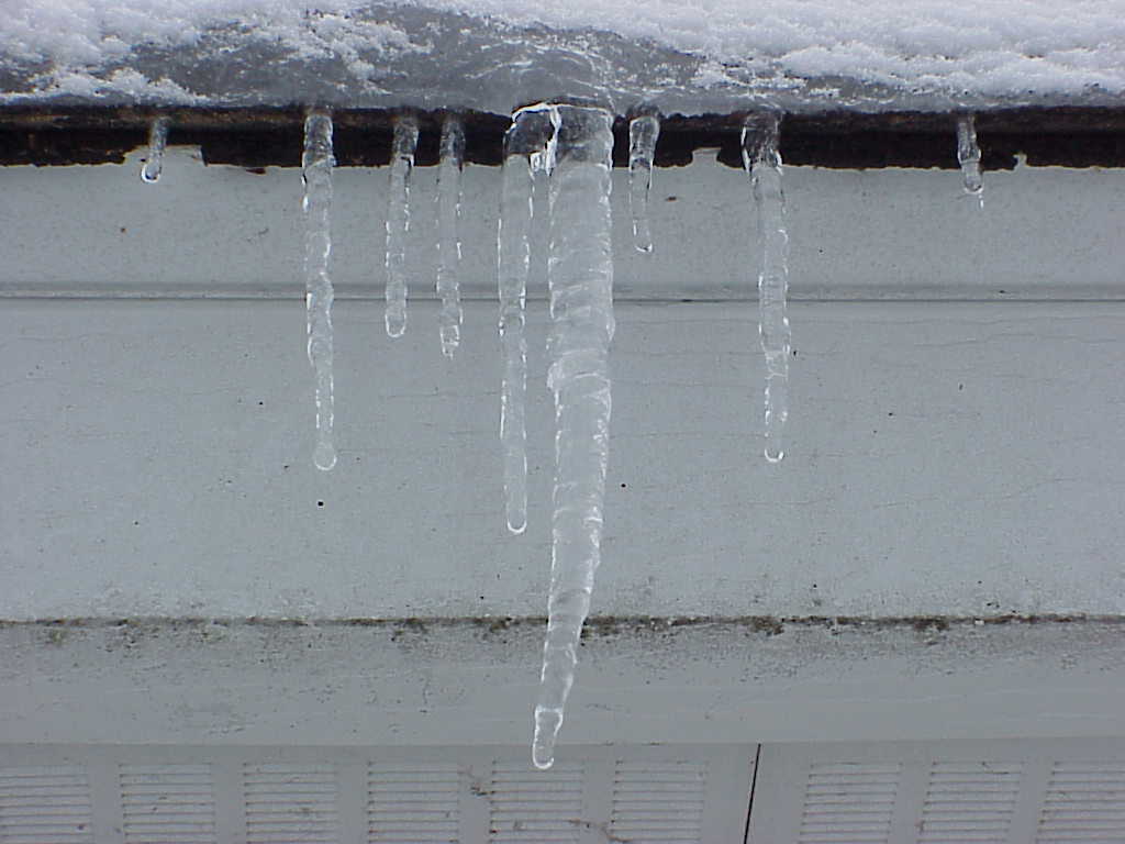Icicles off roof