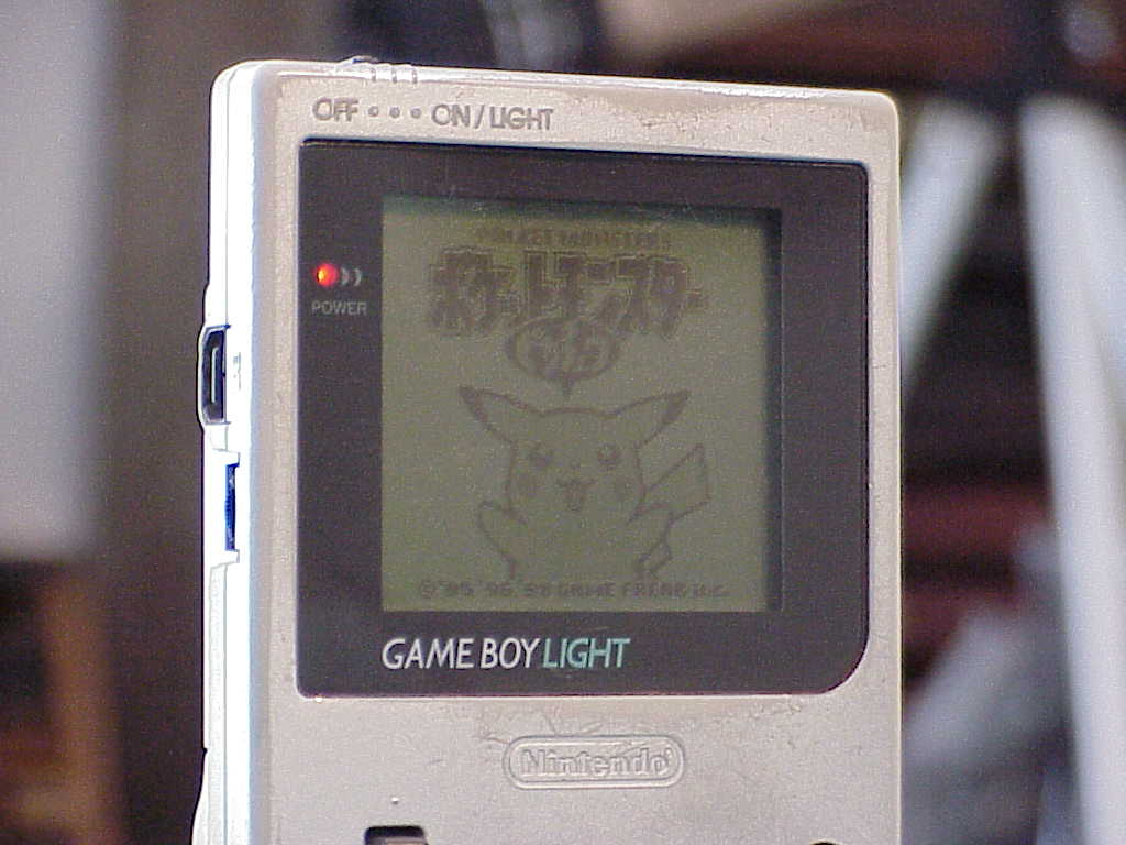 Pokemon Yellow on a Game Boy Light