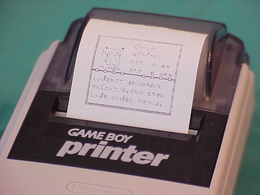 Pokemon Yellow Pikachu Game Boy Printer Pokedex print out