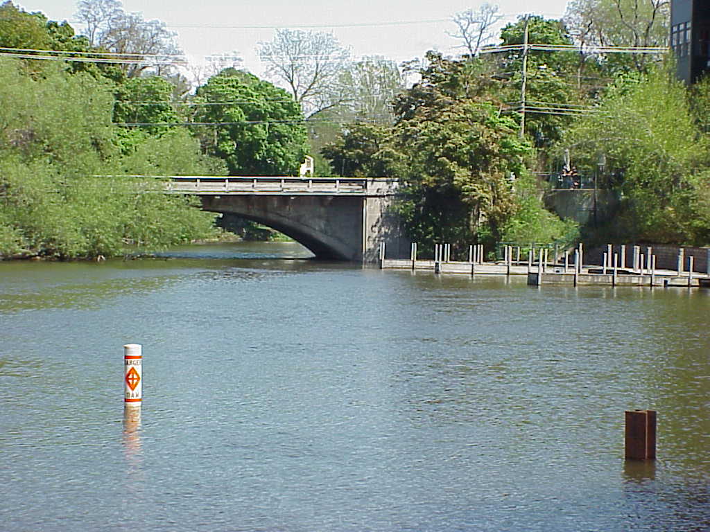 Bridge and docks over river